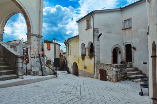 A narrow street in Fornelli village in the Molise region, Italy