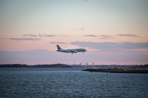 The Air Canada Express plane landing at the airport. Everett, Washington, United States.