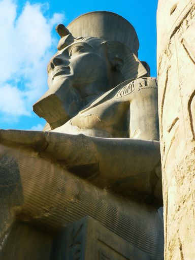 A closeup shot of a sculpture of Abu Simbel Temples Abu Egypt under the clear sky