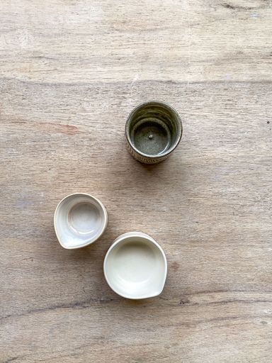 Handmade Stoneware Jugs and Cup from above