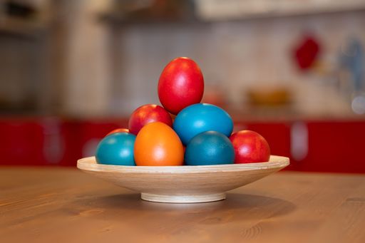 A closeup shot of colorful Easter eggs