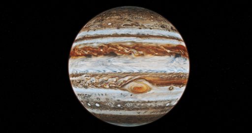 The planet Jupiter isolated on black background