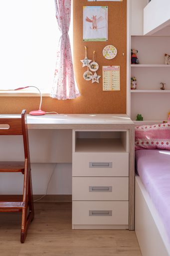An interior design of a girls kids room