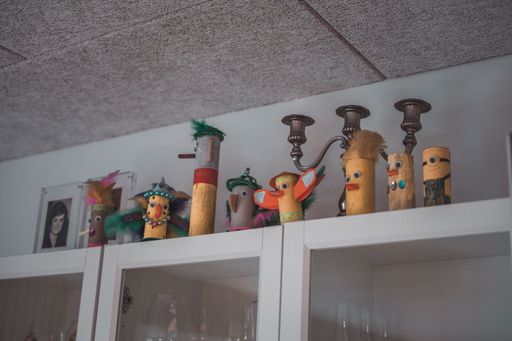 A closeup shot of handmade wooden toys