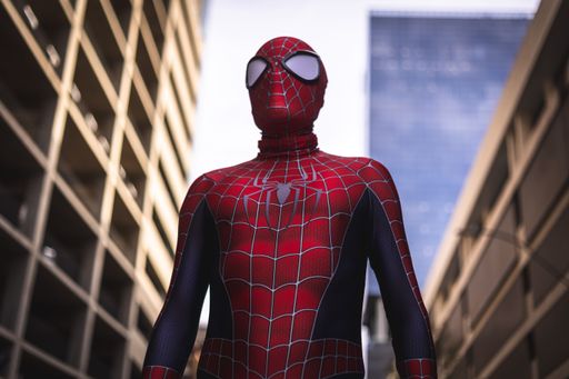 A shallow focus of a Spider-Man in Downtown Fort Worth Texas