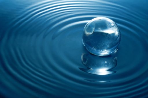 A closeup shot of a reflective crystal ball on a water surface