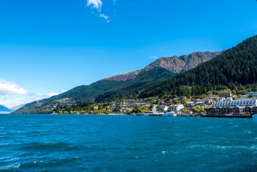 An aerial shot of the Queenstown in South Island, New Zealand