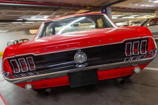 The Red car manufacturer Ford model Mustang presented (1964-1973)