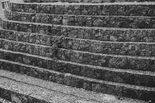 A closeup shot of the staircases of a building