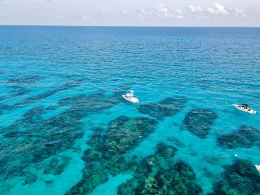 An aerial view of a beautiful sea on a sunny summer day