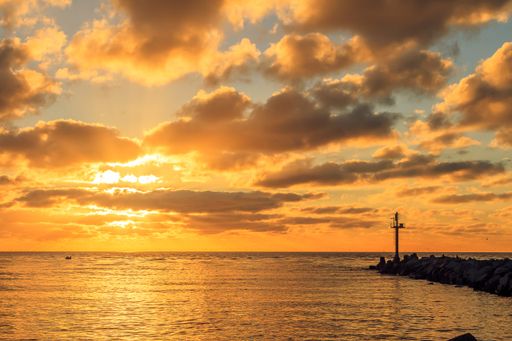 A beautiful view of a sunset at the port of Klaipeda, Lithuania
