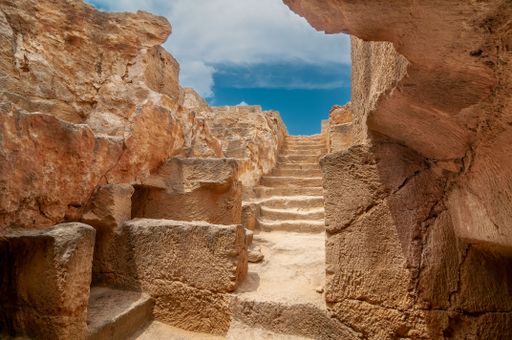 A beautiful view of the Archaeological Site, Tombs of the Kings in Paphos, Cyprus