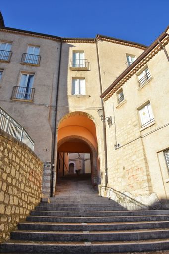 A narrow street with a stairway in Campobasso town in the Molise region of Italy