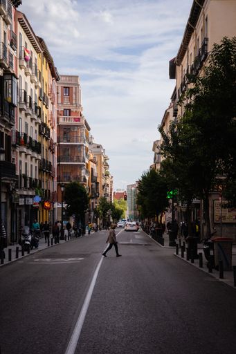 A vertical shot of a street during daytime