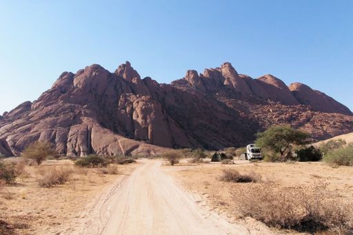 A beautiful view of the Spitzkoppe Peak in Namibia under the clear sky