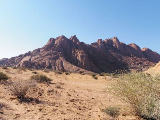 A beautiful view of the Spitzkoppe Peak in Namibia under the clear sky