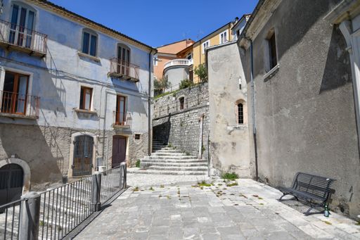 A narrow street in the medieval village of Sepino in the Molise region Italy in sunny weather