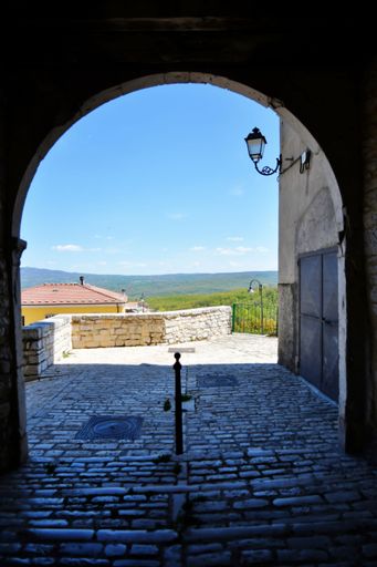 A vertical shot of the medieval village of Sepino in the Molise region, Italy in sunny weather
