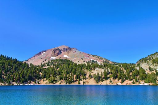 The beautiful view of Lake Helen in Lassen Volcanic National Park, USA