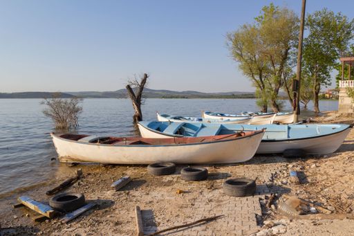 Standing boats and life in bursa, turkey