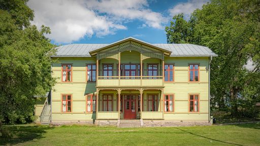 A front view of the old hospital building at Ronneby brunnspark in Sweden.