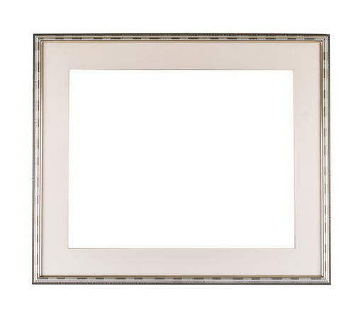 A beige metal frame for painting or picture isolated on a white background