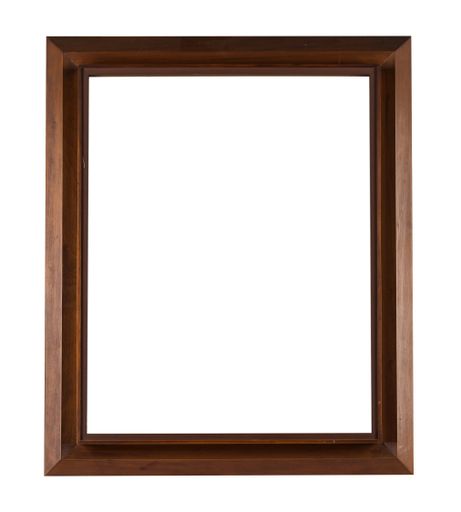 A rectangular wooden frame for painting or picture isolated on a white background