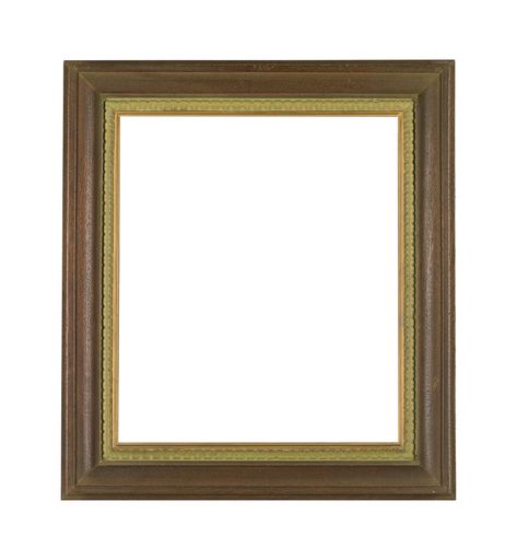 A vintage wooden frame for painting or picture isolated on a white background