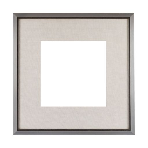 A metal frame with a beige passepartout for painting or picture isolated on a white background