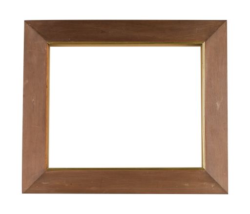 An old square wooden frame for painting or picture isolated on a white background