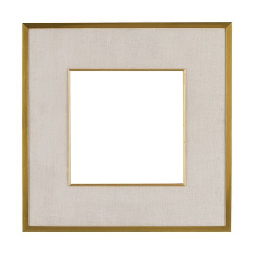 A wooden frame with a beige passepartout for painting or picture isolated on a white background