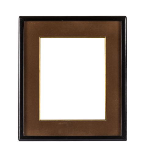A black frame with a brown passepartout for painting or picture isolated on a white background