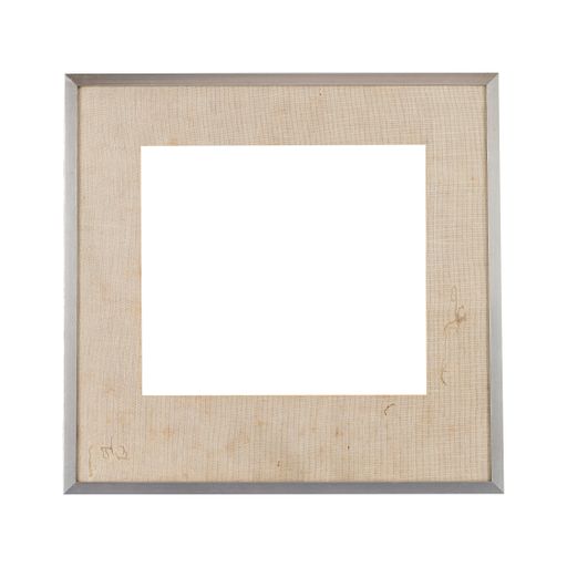 A metal frame with a beige passepartout for painting or picture isolated on a white background