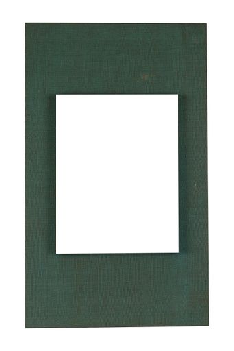 A white square with space for text on green rectangular texture isolated on a white background