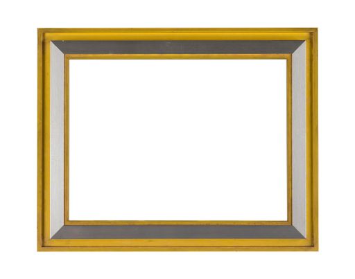 A golden and silver frame for painting or picture isolated on a white background