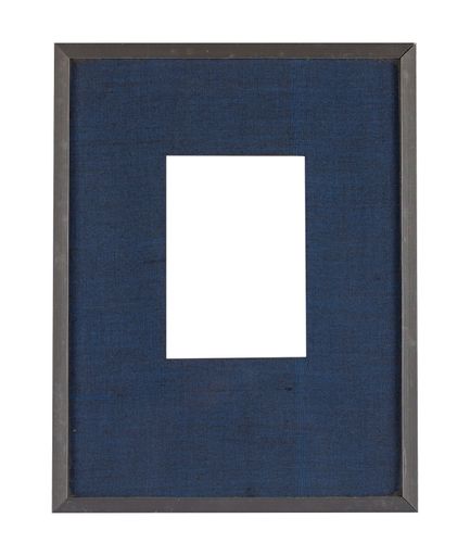 A rectangular frame with a blue passepartout for painting or picture isolated on a white background