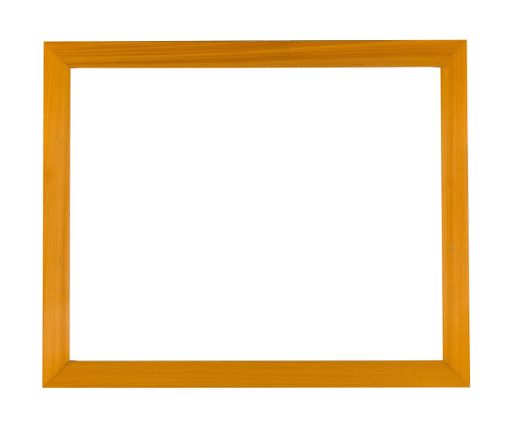 A light brown square wooden frame for painting or picture isolated on a white background