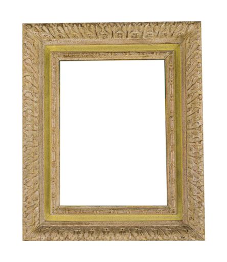 A beige vintage frame for painting or picture isolated on a white background