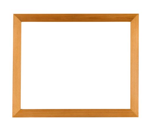 A light brown square wooden frame for painting or picture isolated on a white background