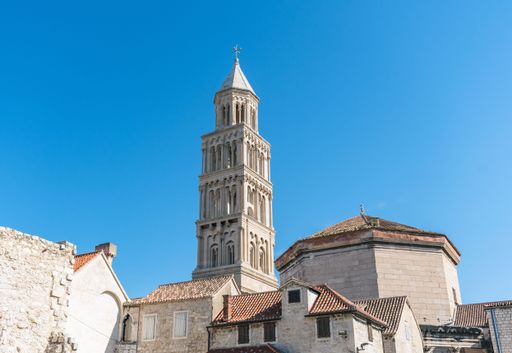 A beautiful shot of St. Domnius cathedral and Diocletian's Palace in Split, Croatia