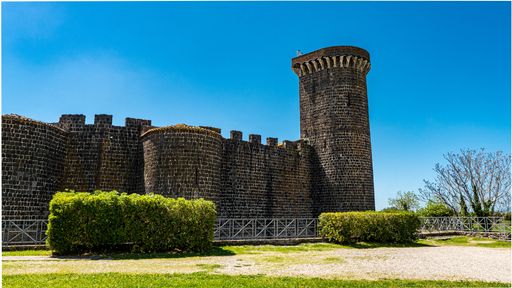 Viterbo 2022. Castello dell'Abbadia, once a Benedictine abbey, currently used as a museum. We are on a sunny spring day. April 2022 Lazio, Italy