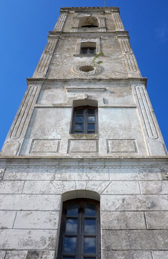A low angle shot of the tower of Ardenica monastery, near Vlore, in Albania.