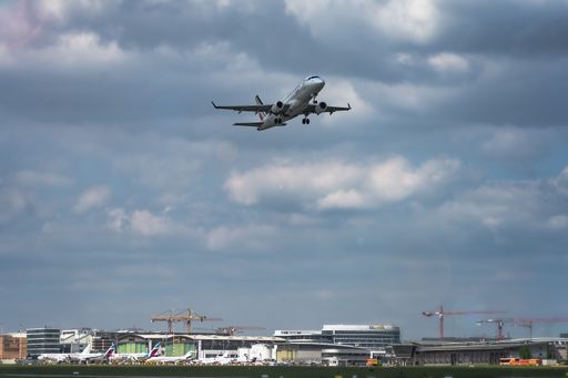 A plane taking off at Stuttgart Airport