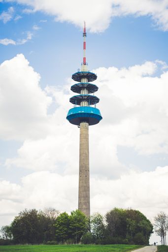 Schoppingen Telecommunications tower against the cloudy sky