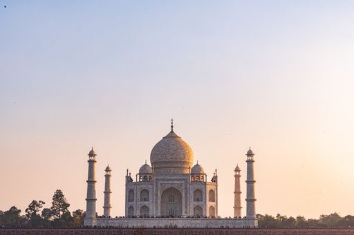 A beautiful view of Taj Mahal in Agra, India