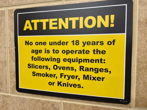 Augusta, Ga USA - 05 03 22: No one under 18 yellow and black sign