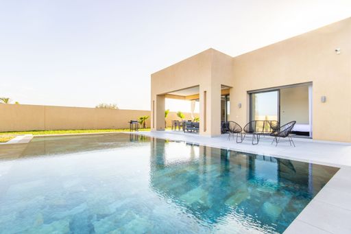 A modern house with a swimming pool