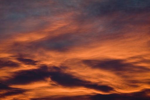 A low angle shot of orange clouds during sunset