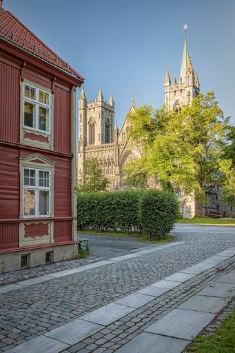 A vertical shot of the Nidaros Cathedral in Norway