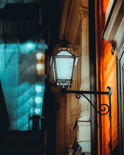 A closeup shot of light during late night city in Stockholm